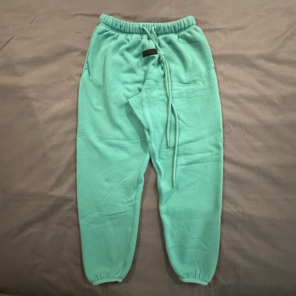 Essentials Fear of God Fleece Joggers Mint Leaf Mens XS Pockets Drawstring